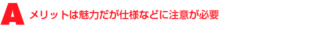 A3.メリットは魅力だが仕様などに注意が必要