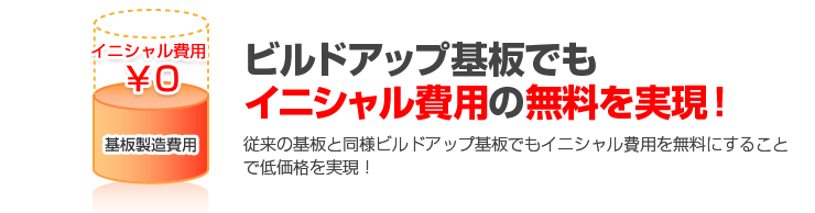 ビルドアップ基板でもイニシャル費用の無料を実現！